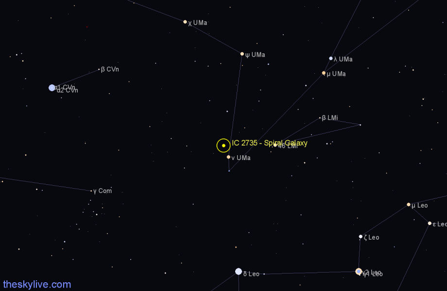 Finder chart IC 2735 - Spiral Galaxy in Ursa Major star