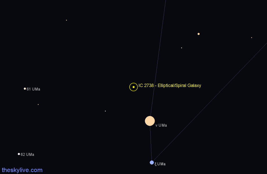Finder chart IC 2738 - Elliptical/Spiral Galaxy in Ursa Major star