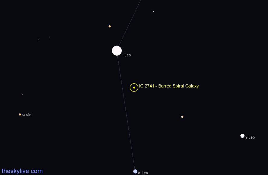 Finder chart IC 2741 - Barred Spiral Galaxy in Leo star