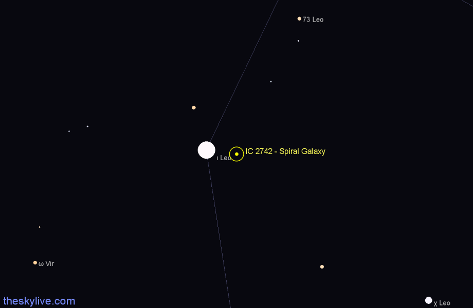 Finder chart IC 2742 - Spiral Galaxy in Leo star