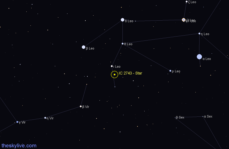 Finder chart IC 2743 - Star in Leo star