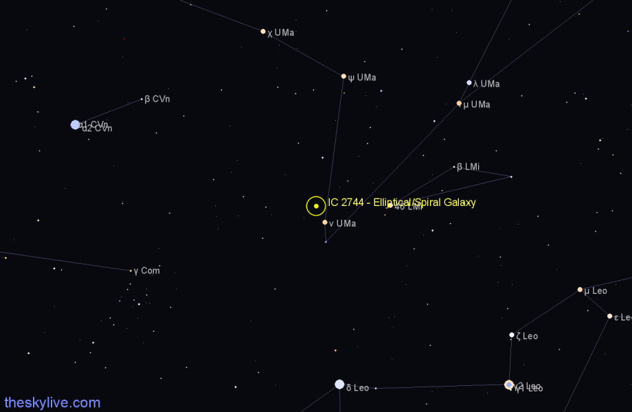Finder chart IC 2744 - Elliptical/Spiral Galaxy in Ursa Major star