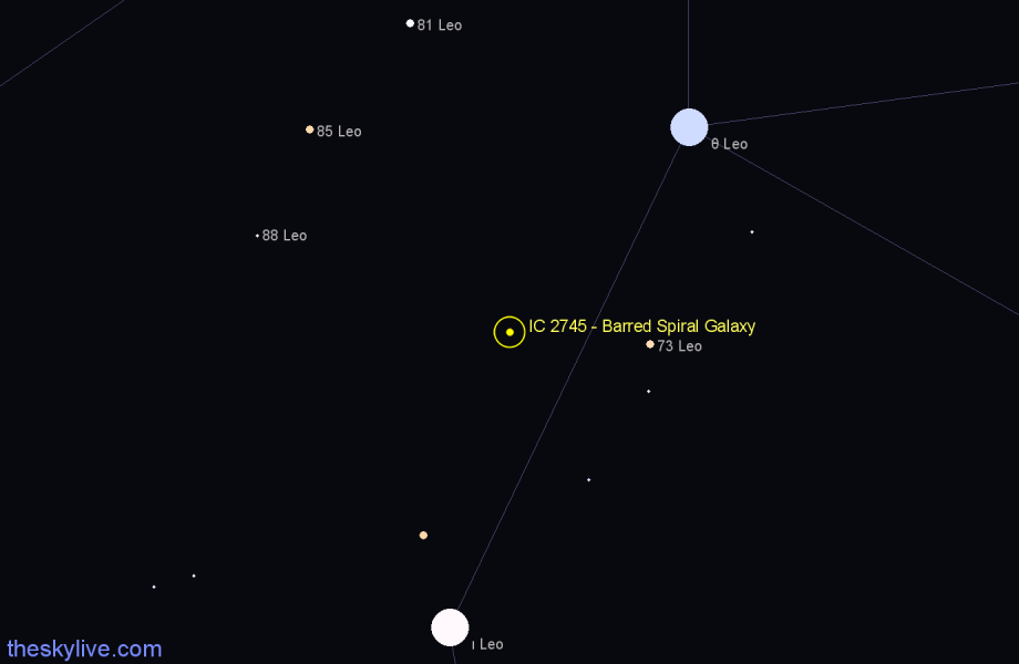 Finder chart IC 2745 - Barred Spiral Galaxy in Leo star