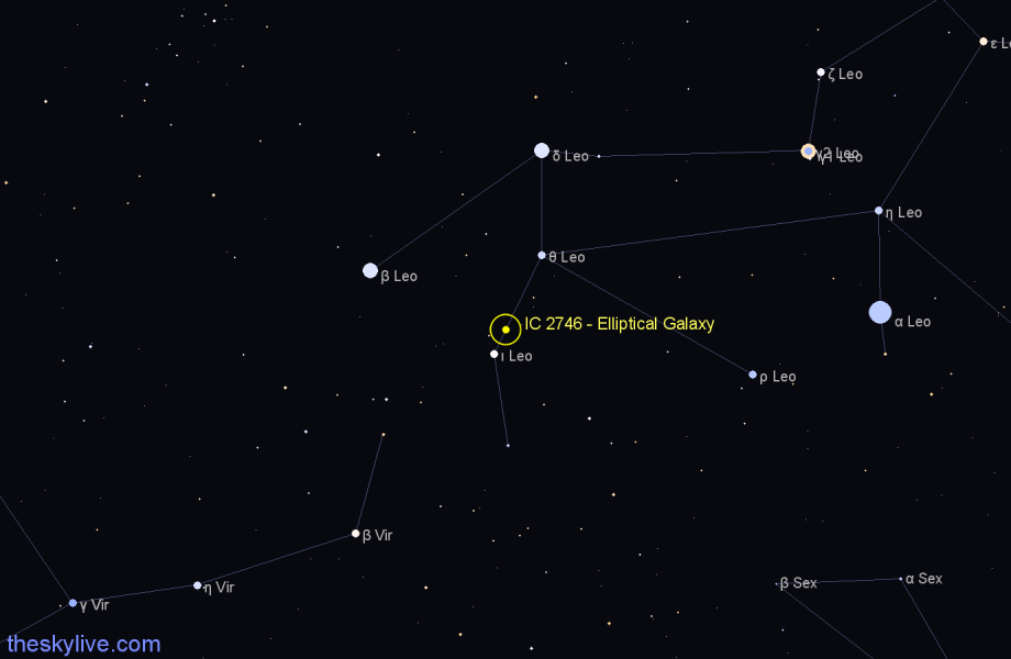 Finder chart IC 2746 - Elliptical Galaxy in Leo star