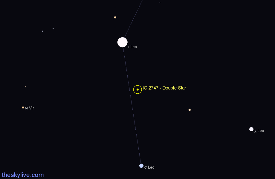 Finder chart IC 2747 - Double Star in Leo star