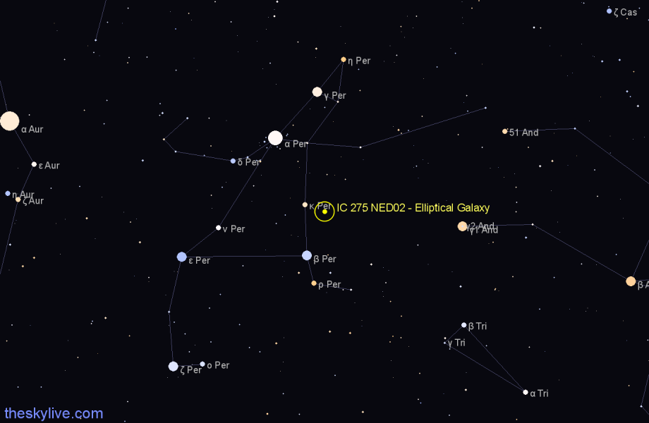 Finder chart IC 275 NED02 - Elliptical Galaxy in Perseus star