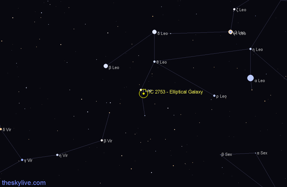 Finder chart IC 2753 - Elliptical Galaxy in Leo star
