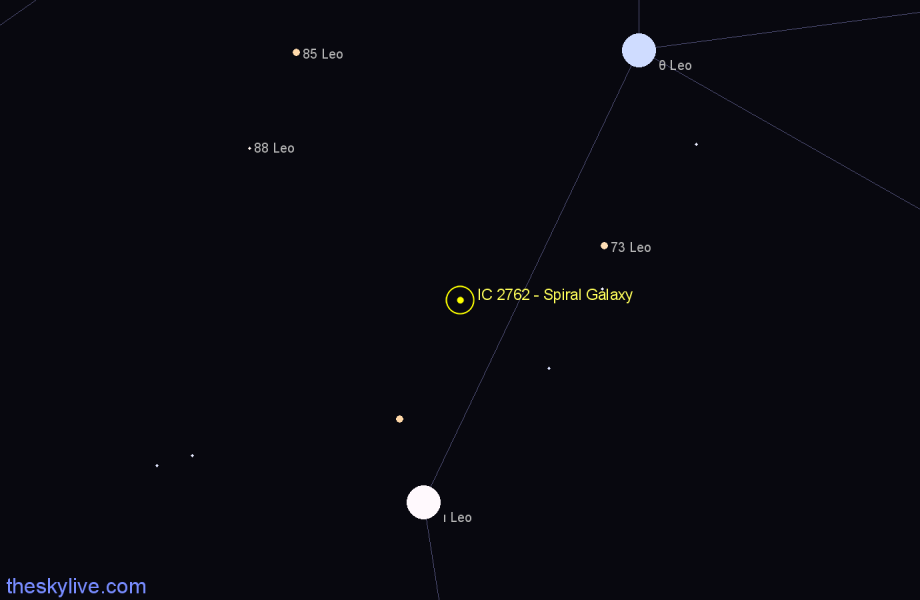 Finder chart IC 2762 - Spiral Galaxy in Leo star