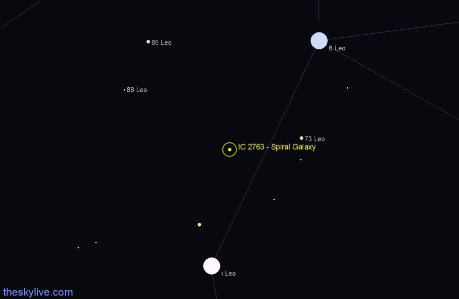 Finder chart IC 2763 - Spiral Galaxy in Leo star