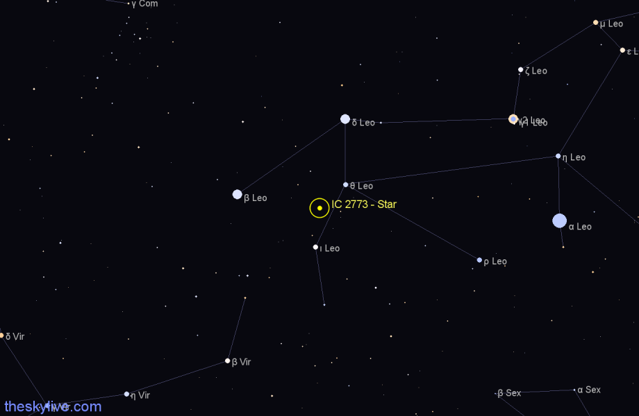 Finder chart IC 2773 - Star in Leo star