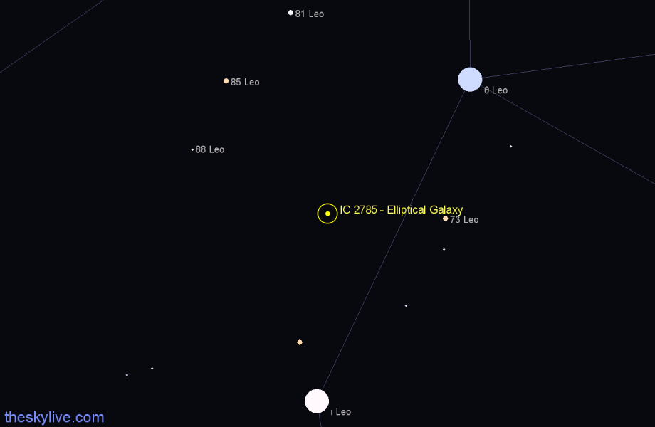 Finder chart IC 2785 - Elliptical Galaxy in Leo star