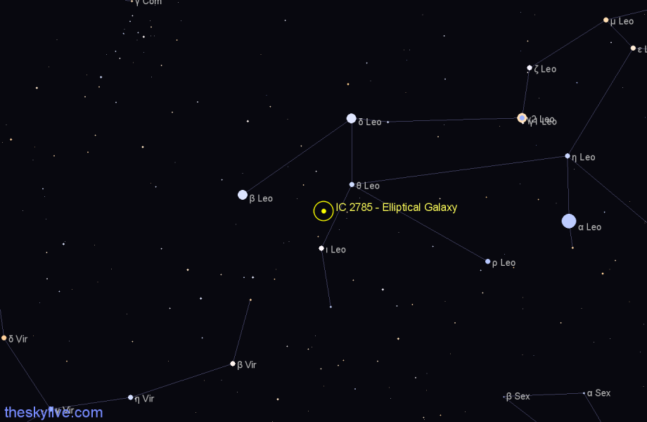 Finder chart IC 2785 - Elliptical Galaxy in Leo star
