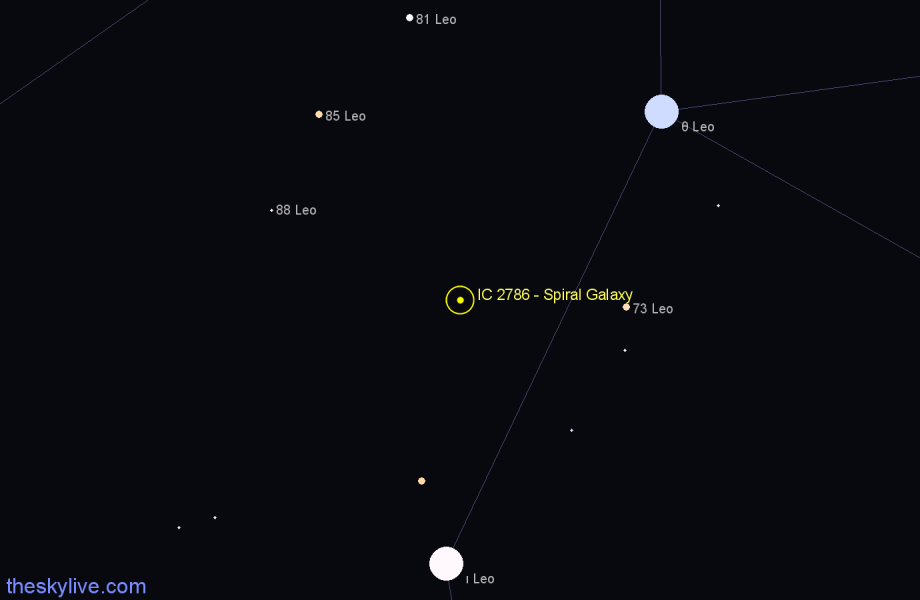 Finder chart IC 2786 - Spiral Galaxy in Leo star