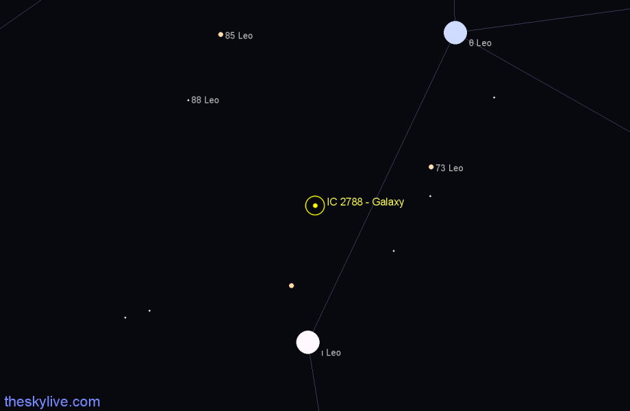 Finder chart IC 2788 - Galaxy in Leo star