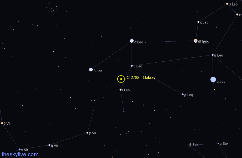 Finder chart IC 2788 - Galaxy in Leo star