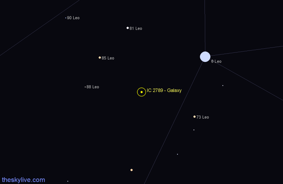 Finder chart IC 2789 - Galaxy in Leo star