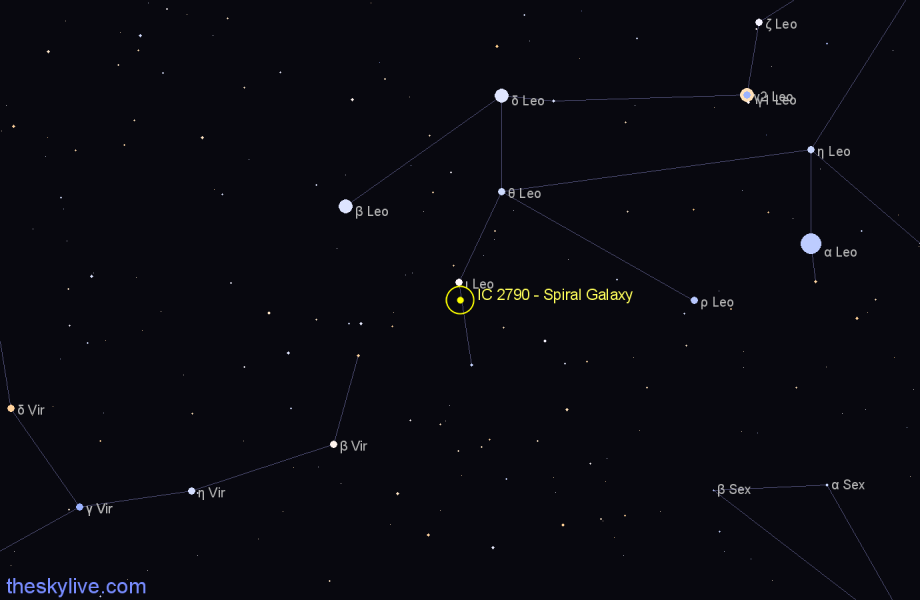 Finder chart IC 2790 - Spiral Galaxy in Leo star