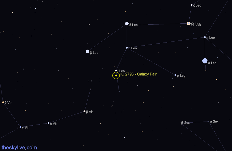 Finder chart IC 2793 - Galaxy Pair in Leo star