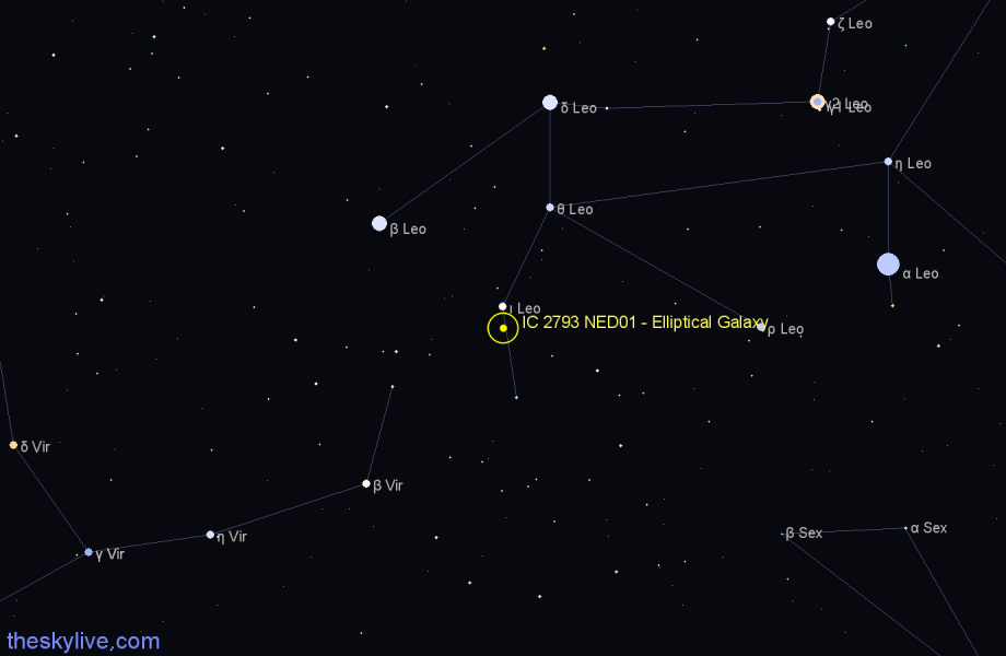 Finder chart IC 2793 NED01 - Elliptical Galaxy in Leo star