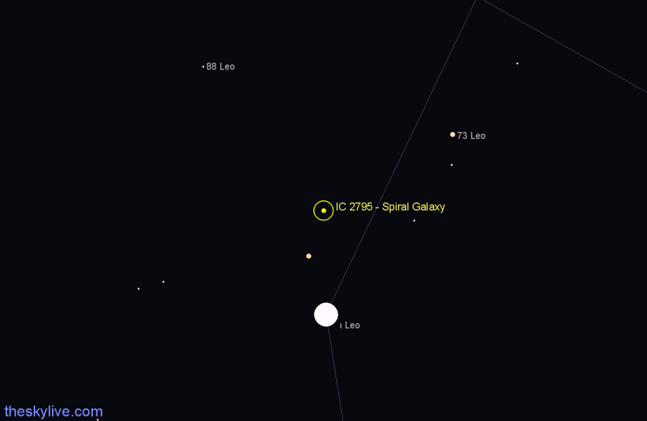 Finder chart IC 2795 - Spiral Galaxy in Leo star