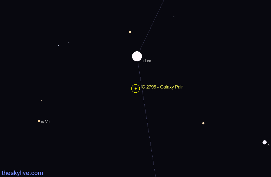 Finder chart IC 2796 - Galaxy Pair in Leo star