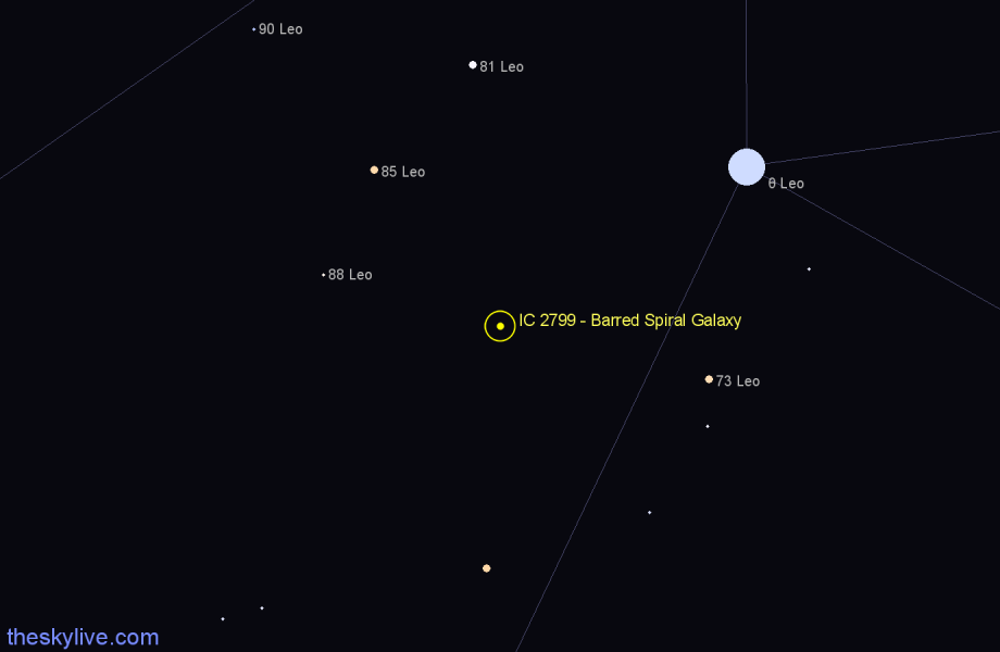 Finder chart IC 2799 - Barred Spiral Galaxy in Leo star