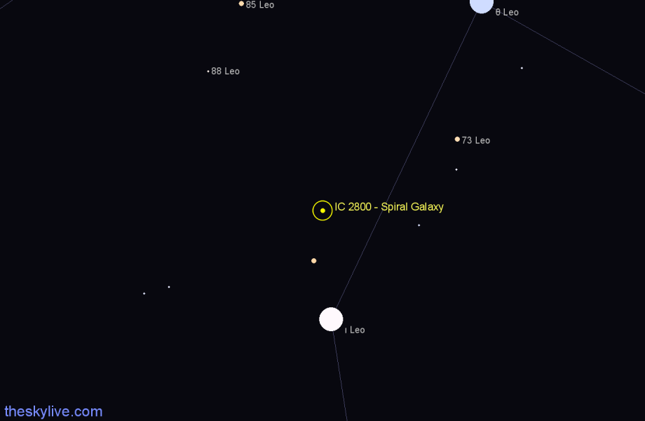 Finder chart IC 2800 - Spiral Galaxy in Leo star