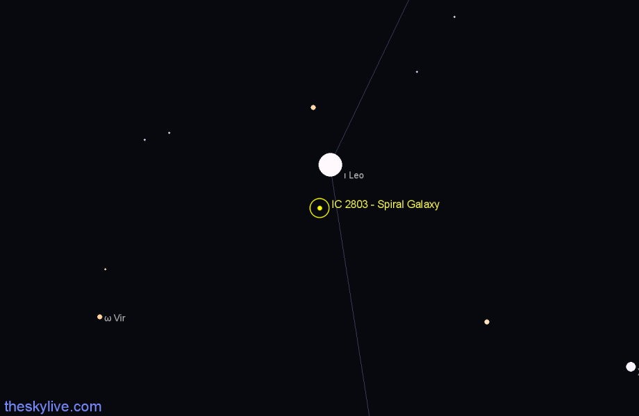 Finder chart IC 2803 - Spiral Galaxy in Leo star