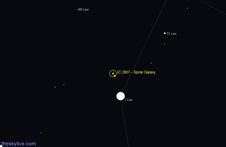 Finder chart IC 2807 - Spiral Galaxy in Leo star