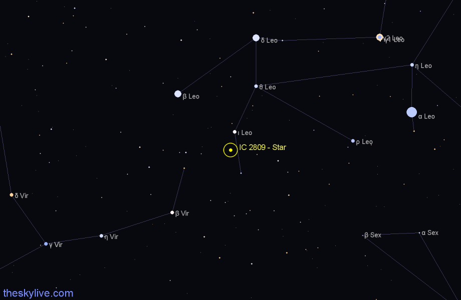 Finder chart IC 2809 - Star in Leo star