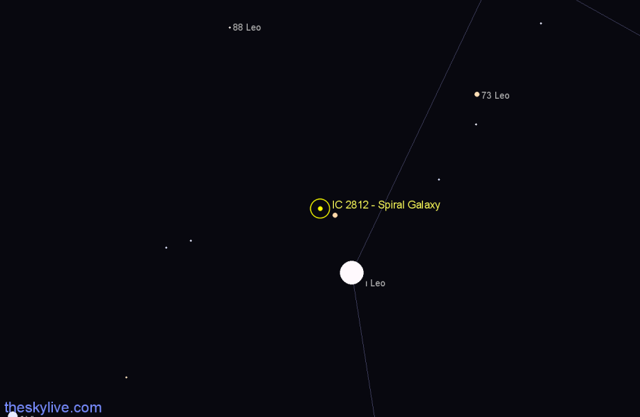 Finder chart IC 2812 - Spiral Galaxy in Leo star
