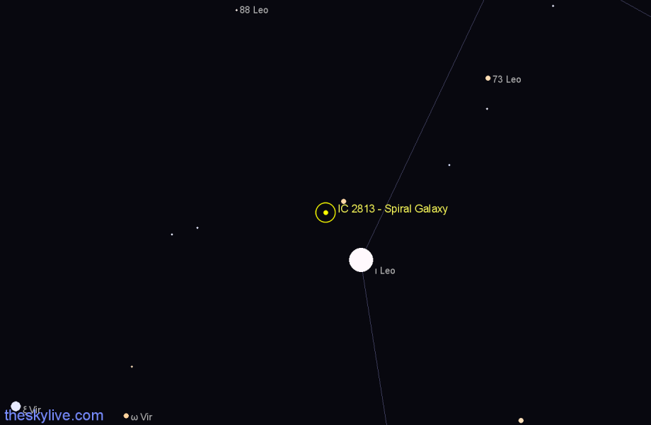 Finder chart IC 2813 - Spiral Galaxy in Leo star