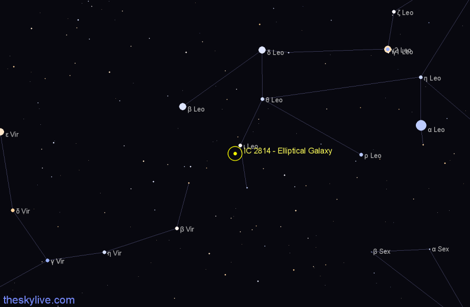 Finder chart IC 2814 - Elliptical Galaxy in Leo star