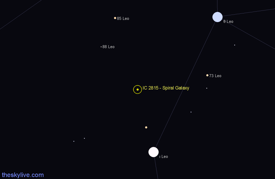 Finder chart IC 2815 - Spiral Galaxy in Leo star