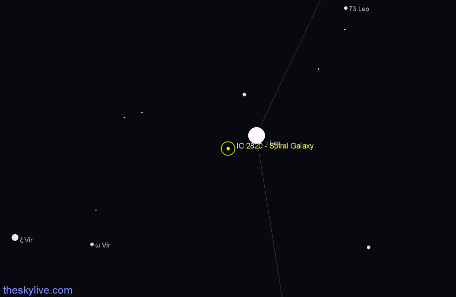 Finder chart IC 2820 - Spiral Galaxy in Leo star