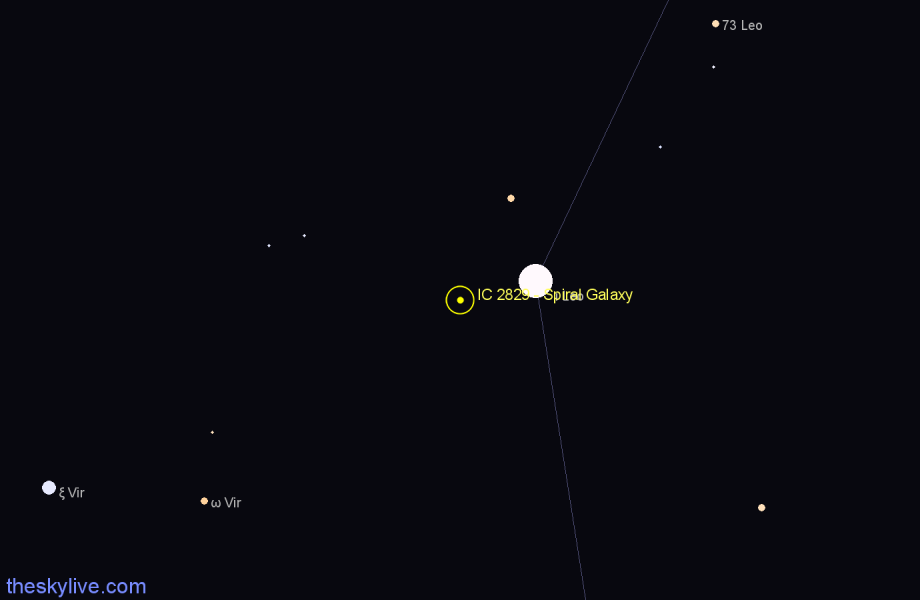 Finder chart IC 2829 - Spiral Galaxy in Leo star