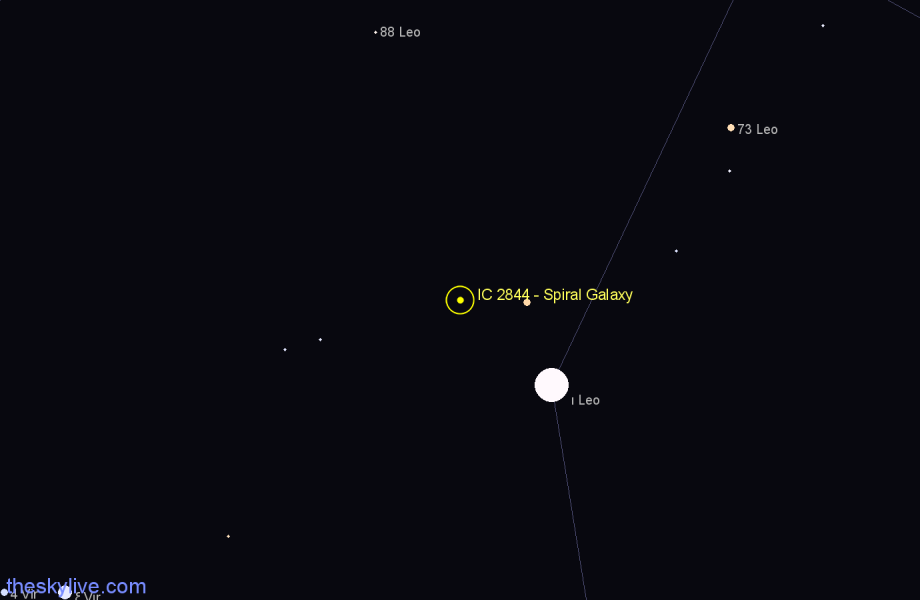 Finder chart IC 2844 - Spiral Galaxy in Leo star