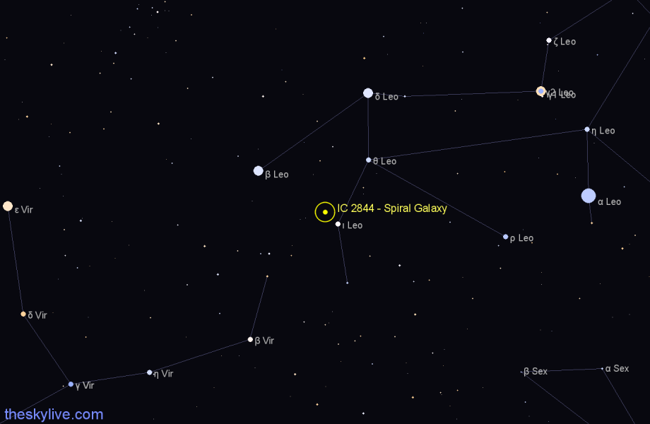 Finder chart IC 2844 - Spiral Galaxy in Leo star