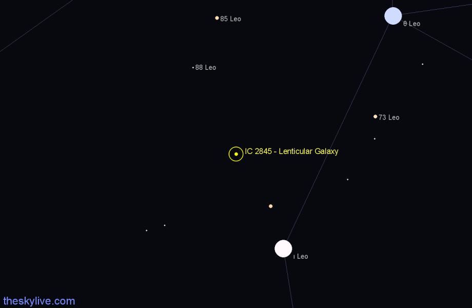 Finder chart IC 2845 - Lenticular Galaxy in Leo star