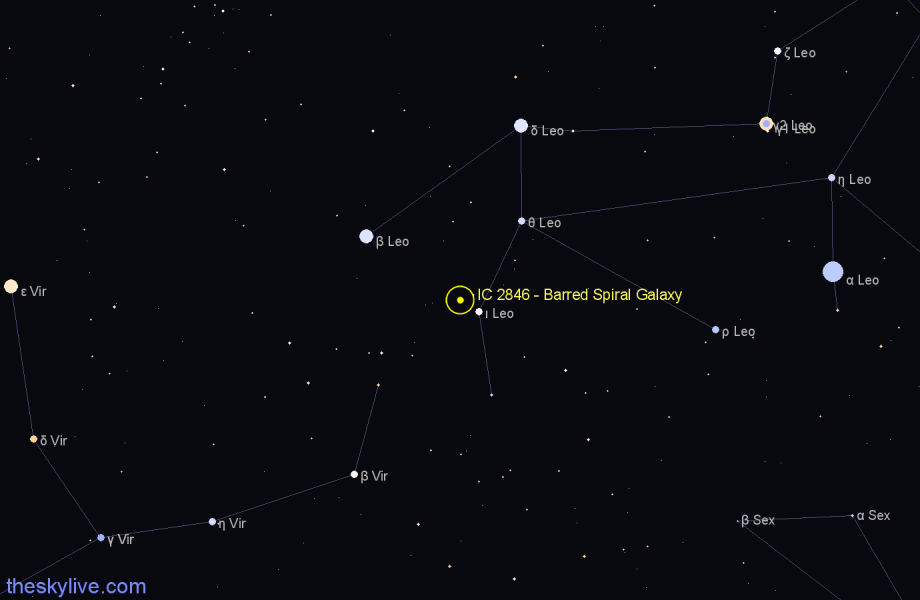 Finder chart IC 2846 - Barred Spiral Galaxy in Leo star