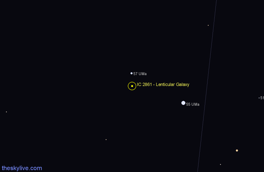 Finder chart IC 2861 - Lenticular Galaxy in Ursa Major star