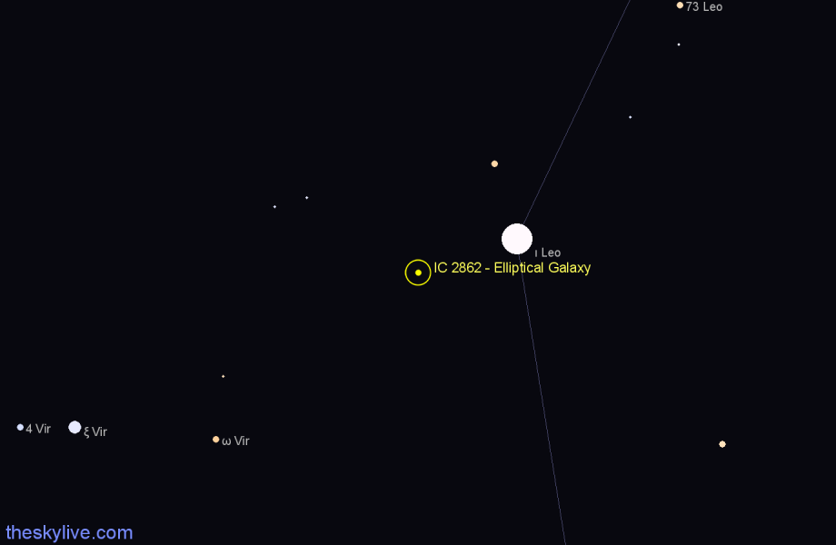 Finder chart IC 2862 - Elliptical Galaxy in Leo star