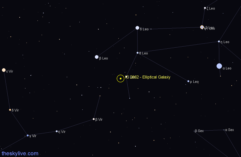 Finder chart IC 2862 - Elliptical Galaxy in Leo star
