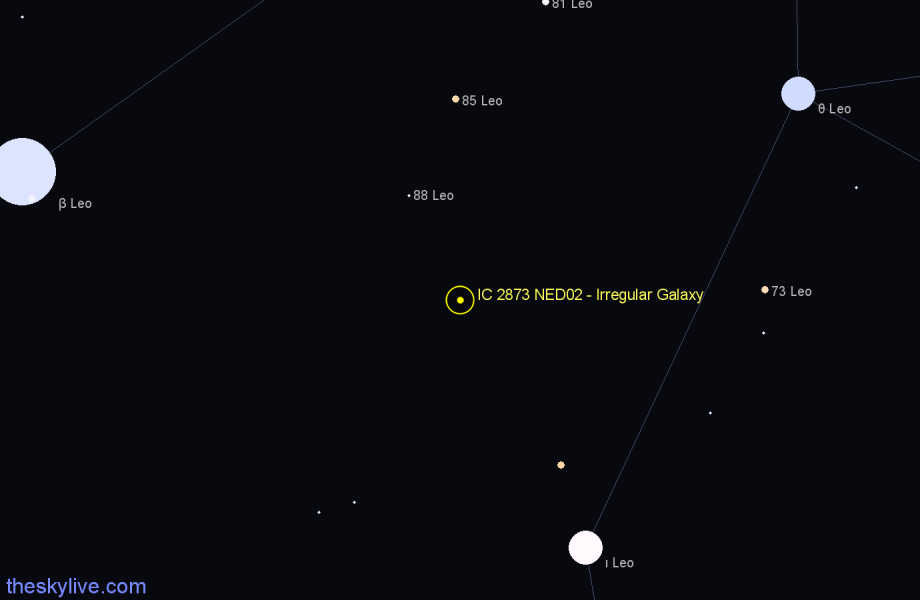 Finder chart IC 2873 NED02 - Irregular Galaxy in Leo star