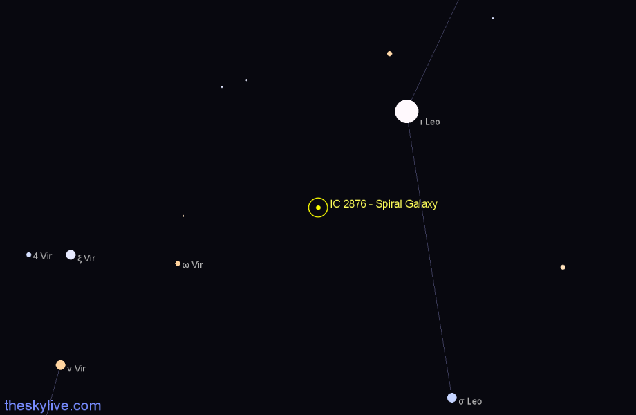 Finder chart IC 2876 - Spiral Galaxy in Leo star
