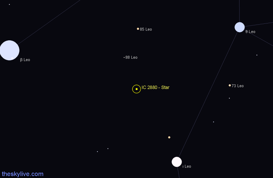 Finder chart IC 2880 - Star in Leo star
