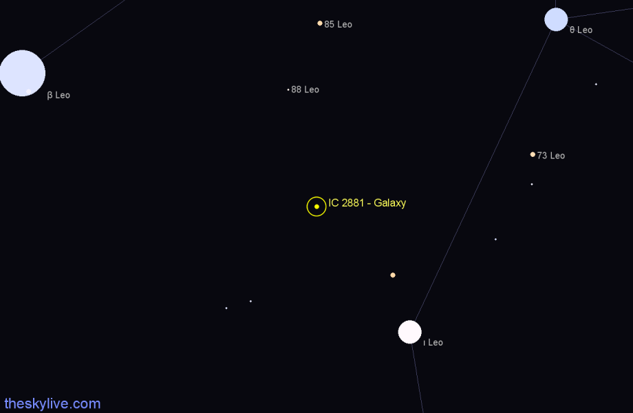 Finder chart IC 2881 - Galaxy in Leo star