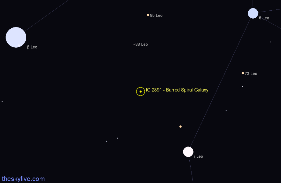 Finder chart IC 2891 - Barred Spiral Galaxy in Leo star