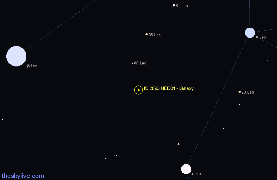 Finder chart IC 2893 NED01 - Galaxy in Leo star