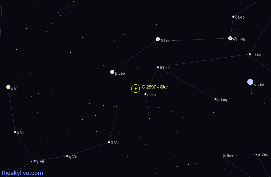 Finder chart IC 2897 - Star in Leo star
